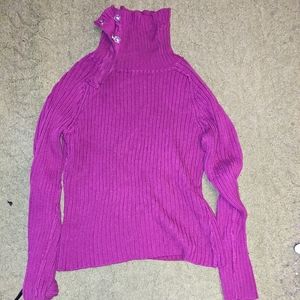 Women's Button Trimmed Rimmed Sweater